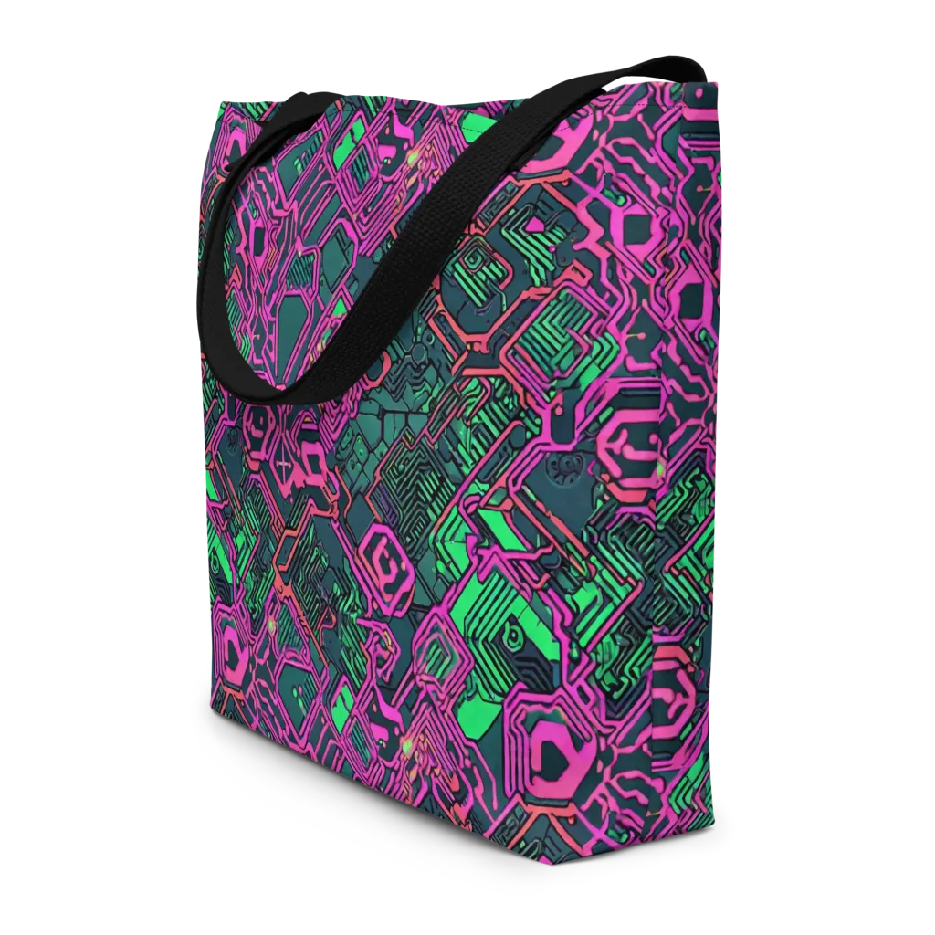 Electric Lattice on Large Tote Bag W/ Pocket — Front