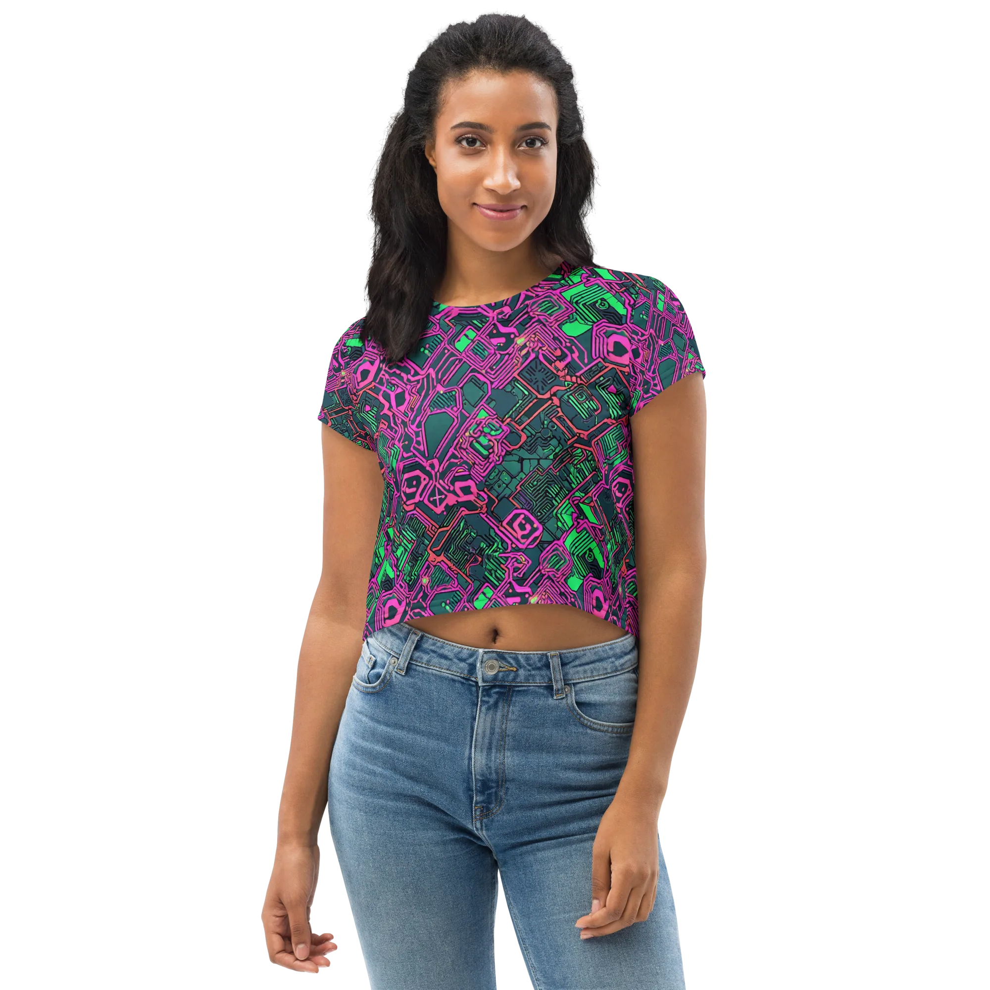 Electric Lattice on Crop Tee — Front