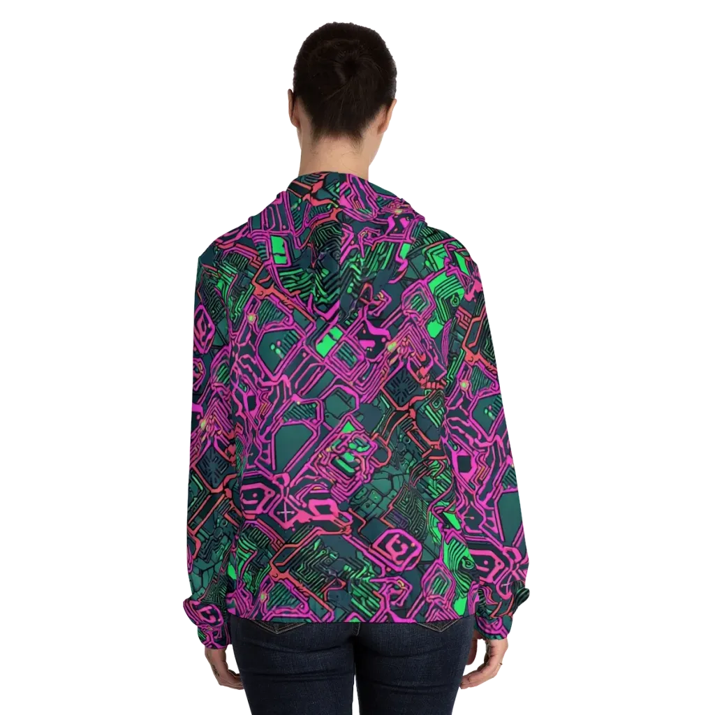 Electric Lattice on Women's Full-Zip Hoodie — Back On Person