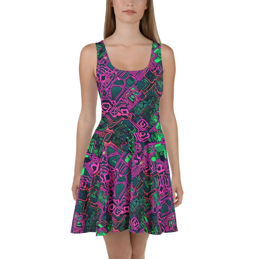 Electric Lattice on Skater Dress — Front