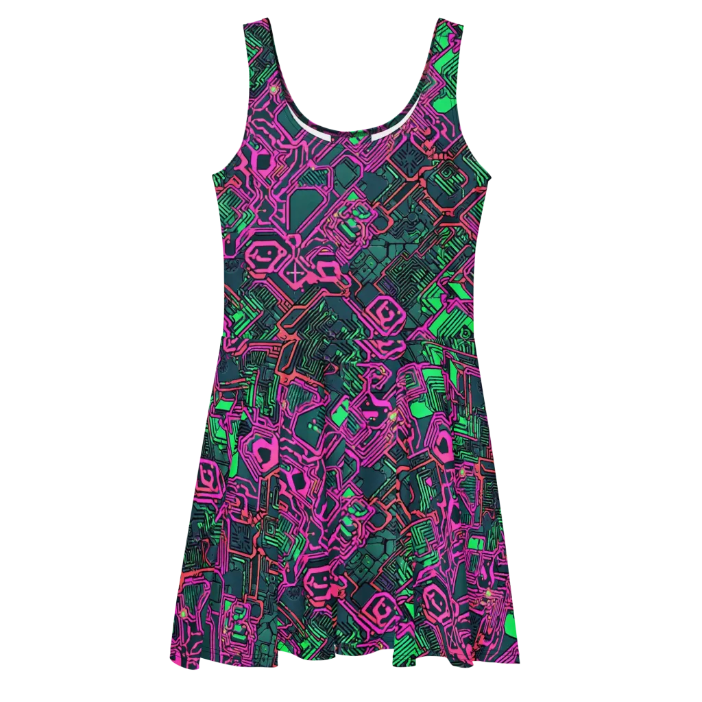 Electric Lattice on Skater Dress — Front