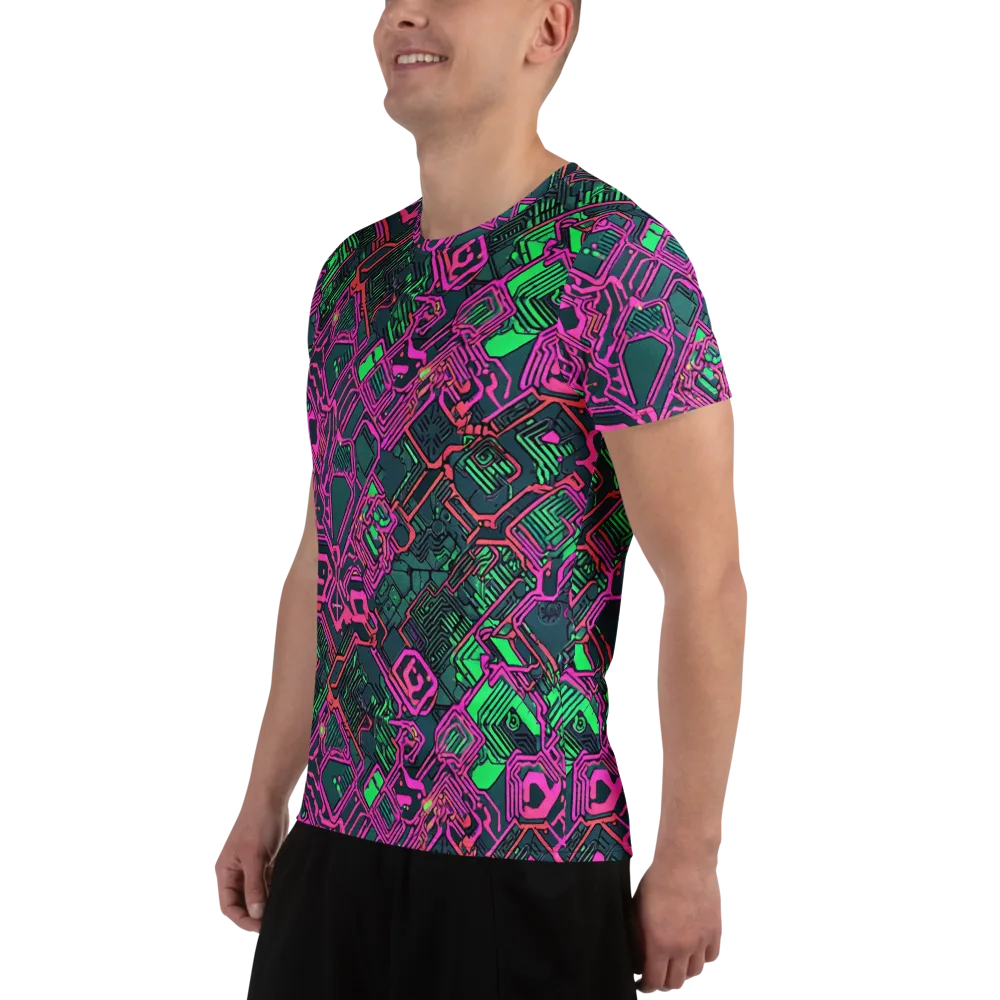Electric Lattice on Men's Athletic T-Shirt — Left