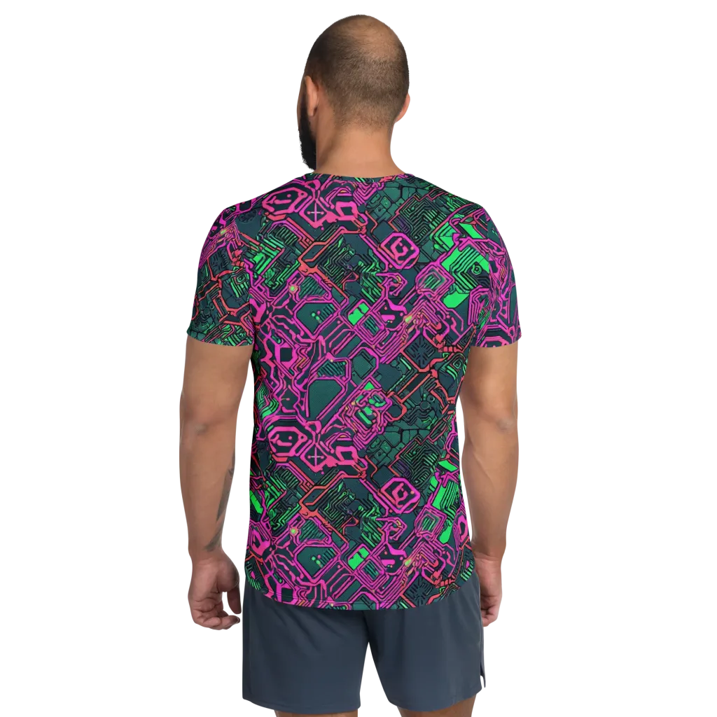 Electric Lattice on Men's Athletic T-Shirt — Back