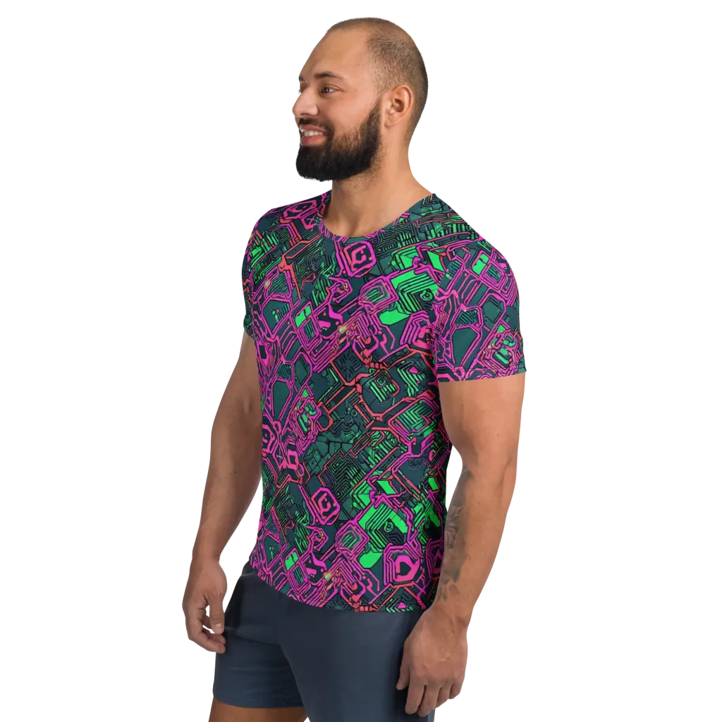 Electric Lattice on Men's Athletic T-Shirt — Left
