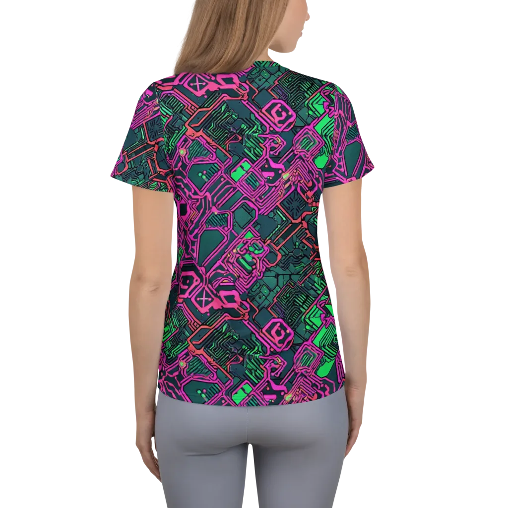 Electric Lattice on Women's Athletic T-Shirt — Back