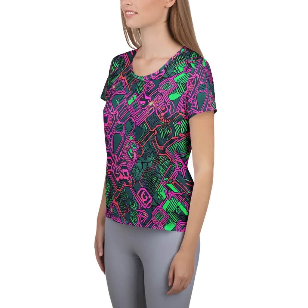 Electric Lattice on Women's Athletic T-Shirt — Left