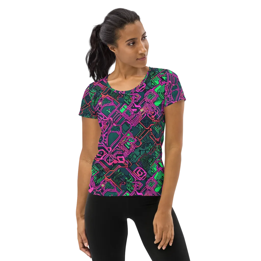 Electric Lattice on Women's Athletic T-Shirt — Front