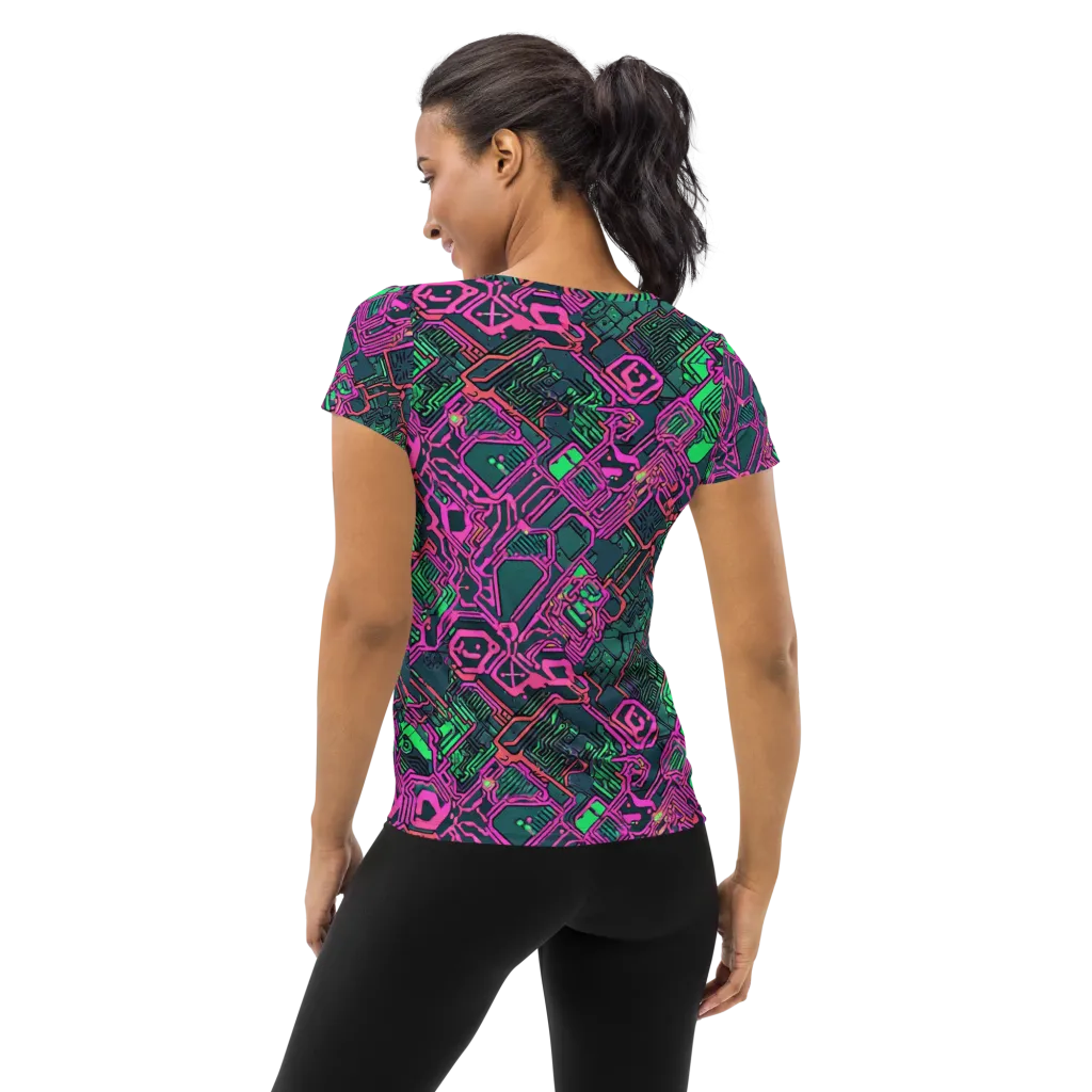 Electric Lattice on Women's Athletic T-Shirt — Back
