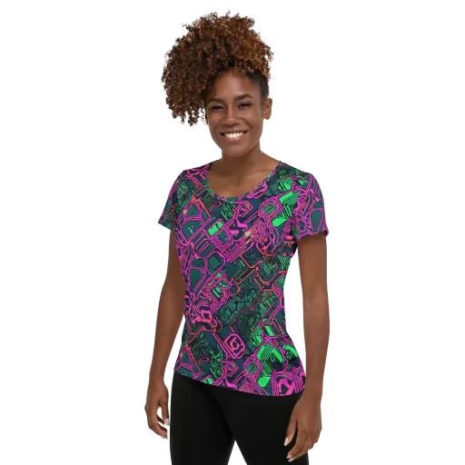Electric Lattice on a Women's Athletic T-Shirt