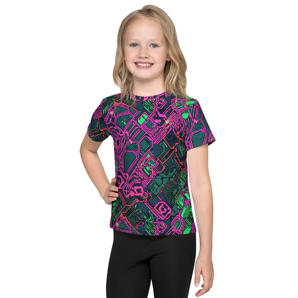 Electric Lattice on Kids Crew Neck T-Shirt — Front