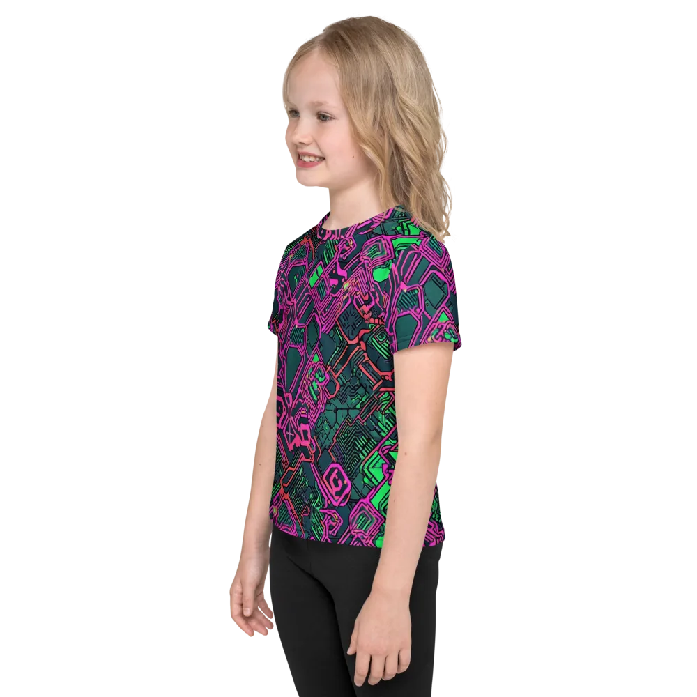 Electric Lattice on Kids Crew Neck T-Shirt — Left