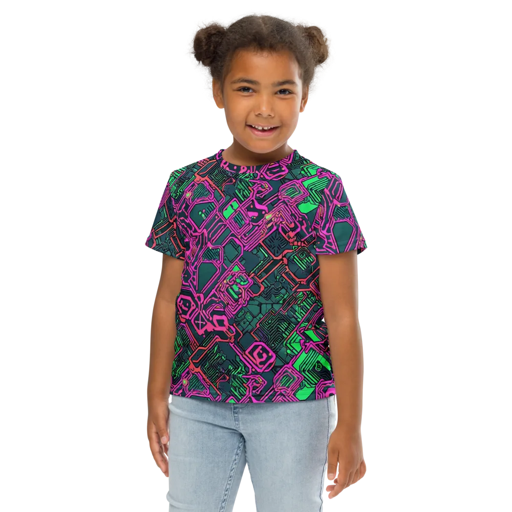 Electric Lattice on Kids Crew Neck T-Shirt — Front