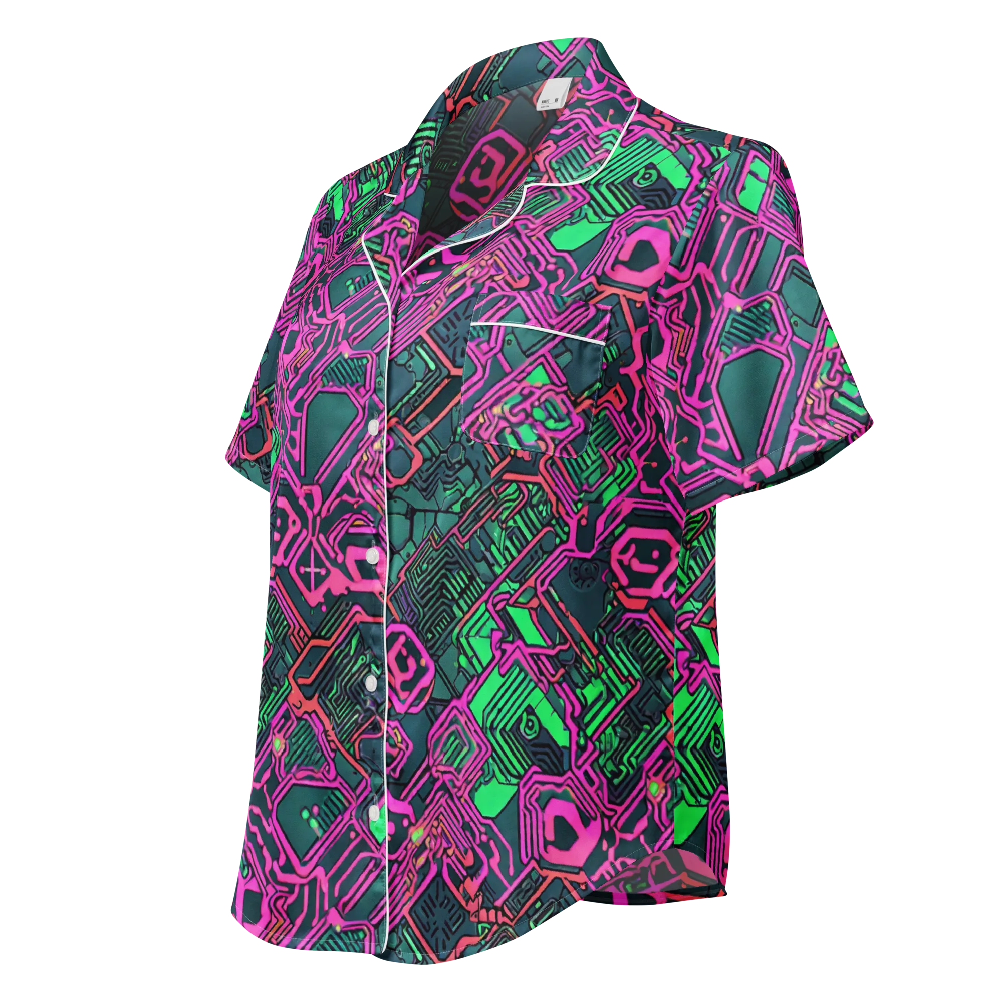 Electric Lattice on Women's Short Sleeve Pajama Top — Left Front