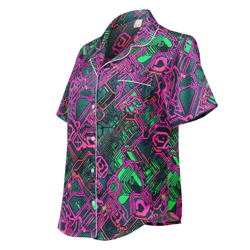 Electric Lattice on a Women's Short Sleeve Pajama Top