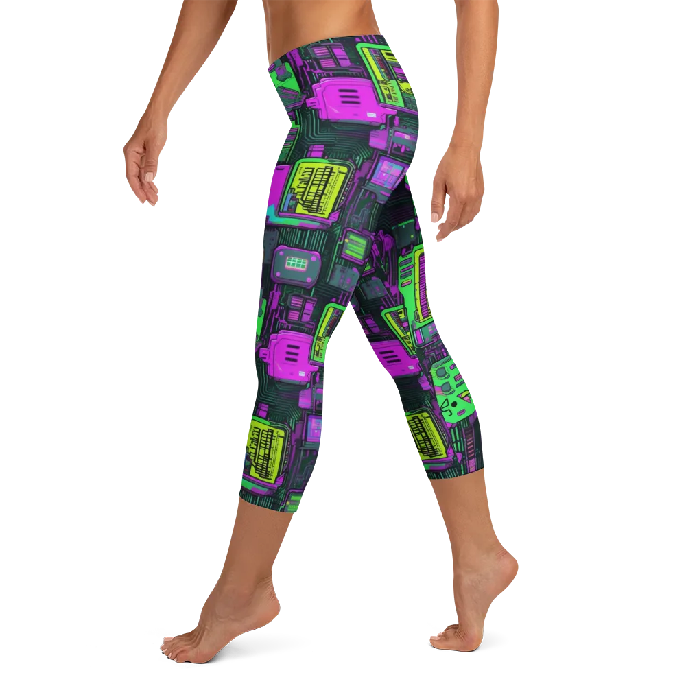 Synthwave Hardware on Capri Leggings — Left