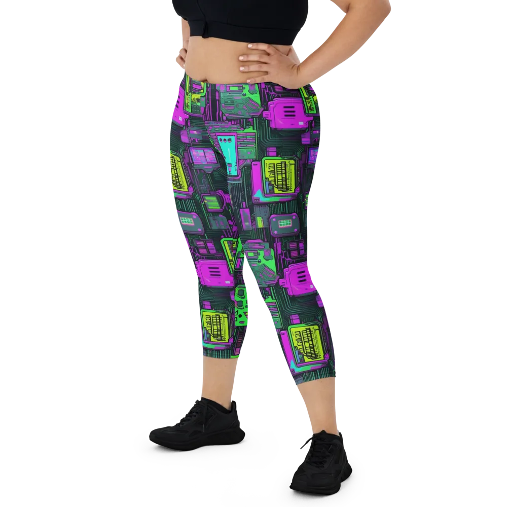 Synthwave Hardware on Capri Leggings — Front