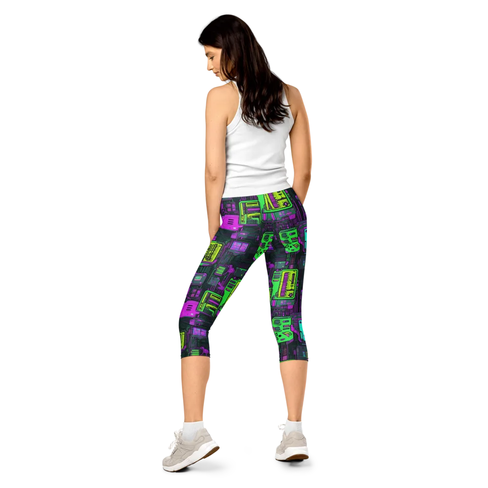 Synthwave Hardware on Capri Leggings — Back