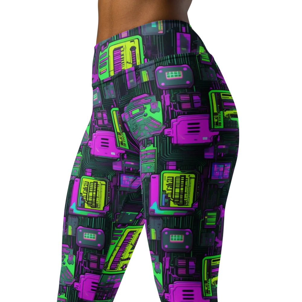 Synthwave Hardware on Yoga Leggings — Left Front