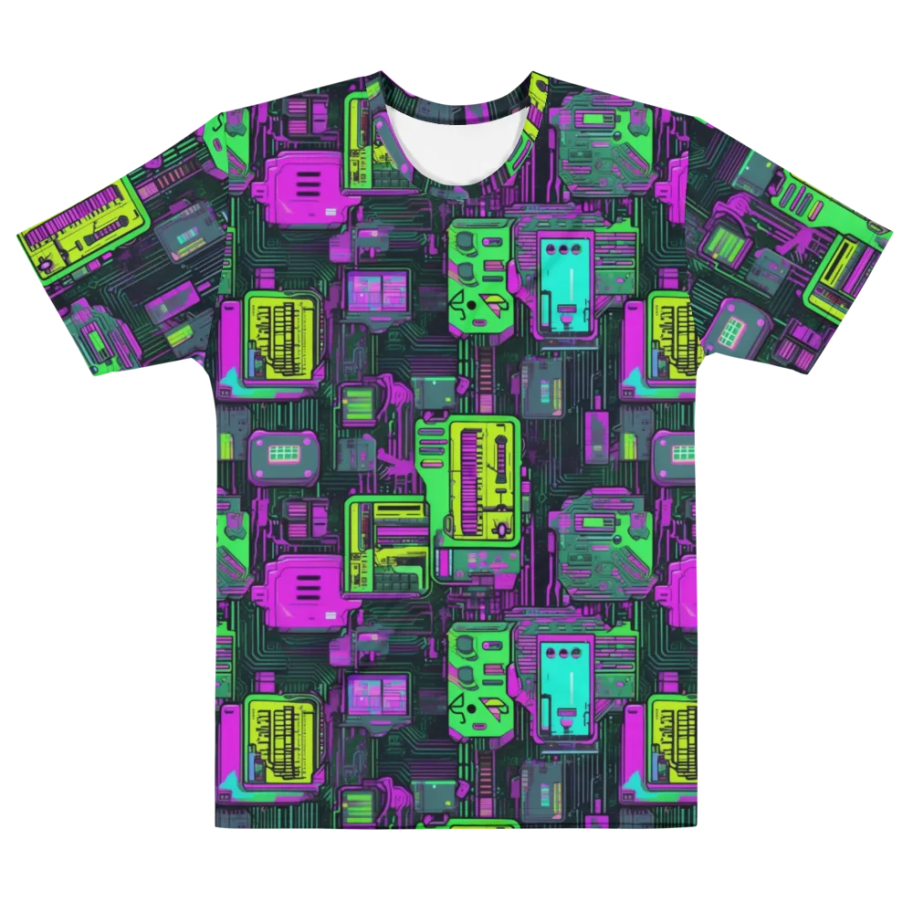 Synthwave Hardware on Men's Cotton Crew Neck T-Shirt — Front