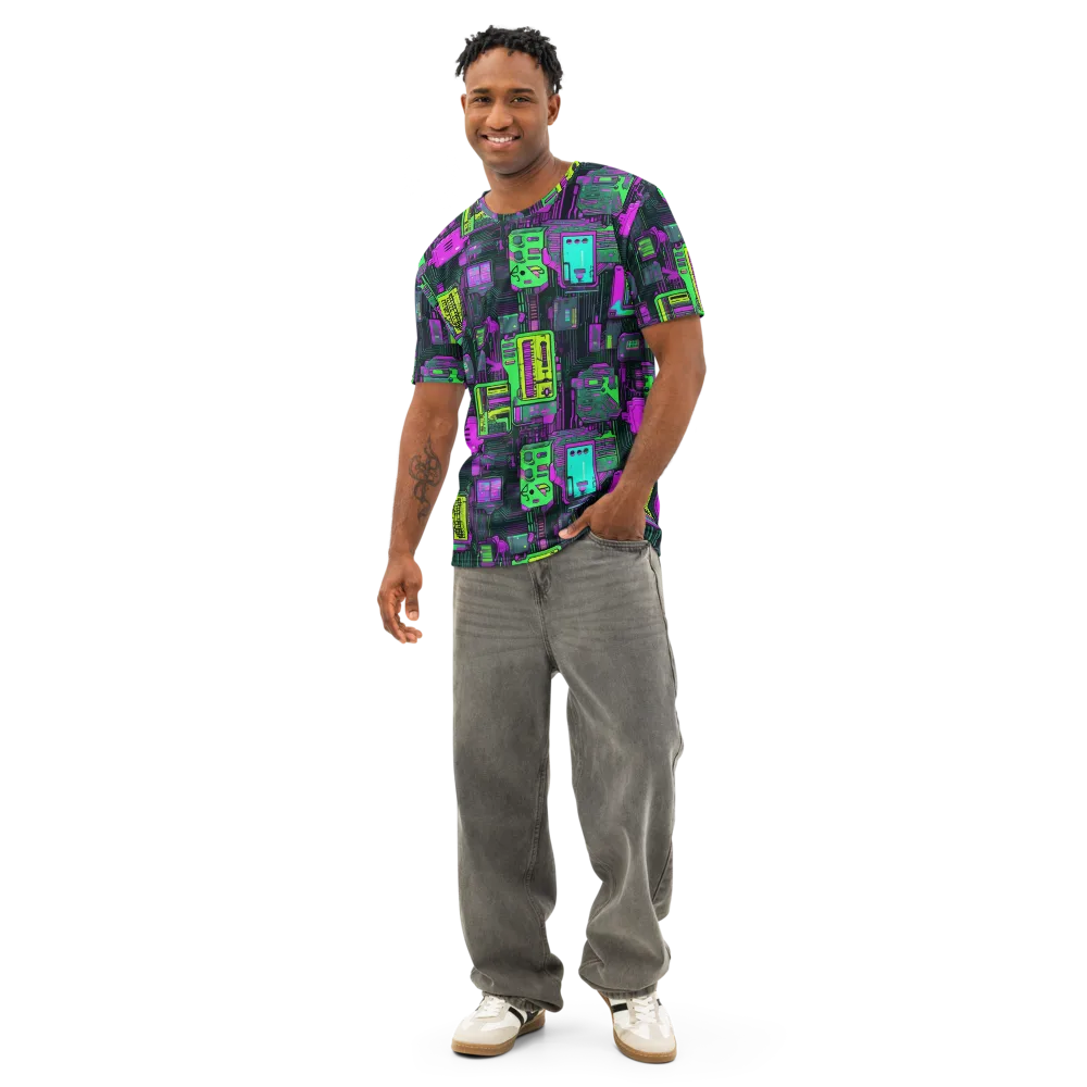 Synthwave Hardware on Men's Cotton Crew Neck T-Shirt — Front