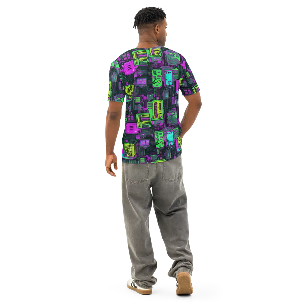 Synthwave Hardware on Men's Cotton Crew Neck T-Shirt — Back