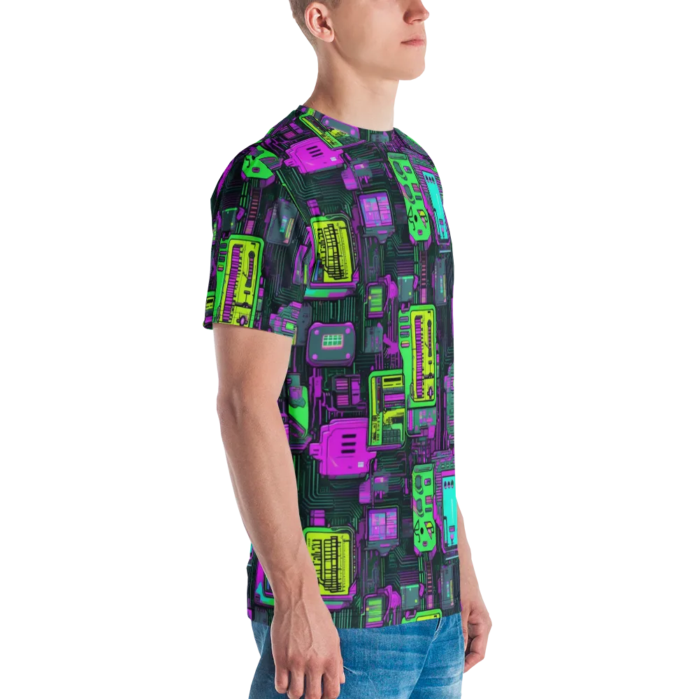 Synthwave Hardware on Men's Crew Neck T-Shirt — Right
