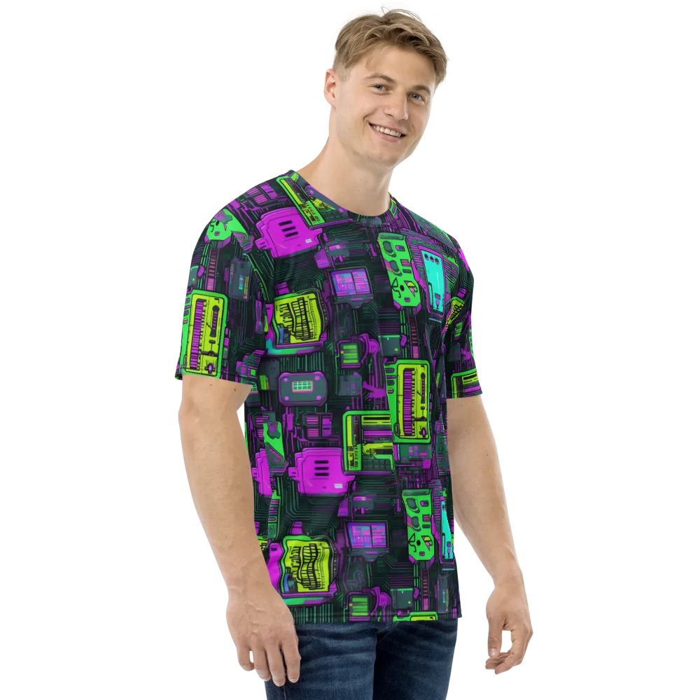 Synthwave Hardware on Men's Crew Neck T-Shirt — Right
