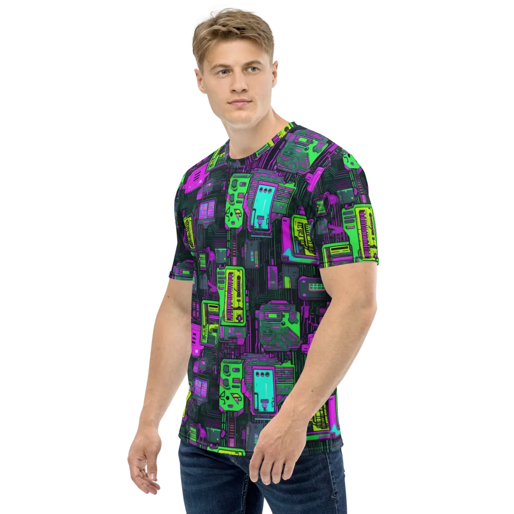 Synthwave Hardware on Men's Crew Neck T-Shirt — Left