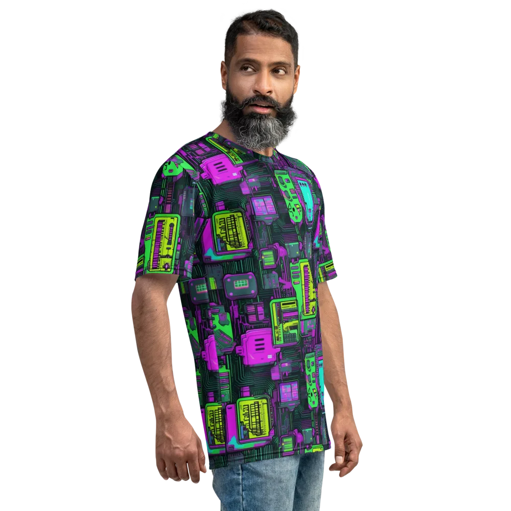 Synthwave Hardware on Men's Crew Neck T-Shirt — Right