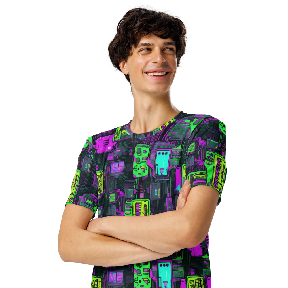 Synthwave Hardware on Men's Crew Neck T-Shirt — Left Front