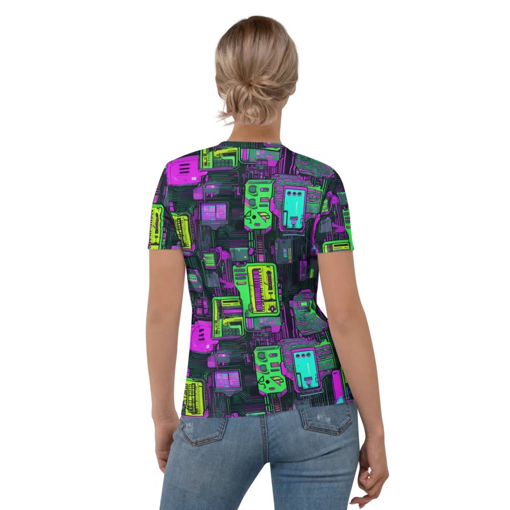Synthwave Hardware on Women's Crew Neck T-Shirt — Back