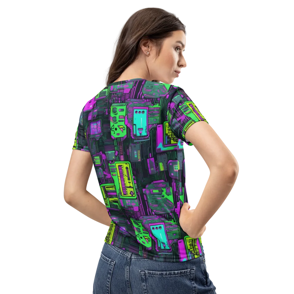 Synthwave Hardware on Women's Crew Neck T-Shirt — Back