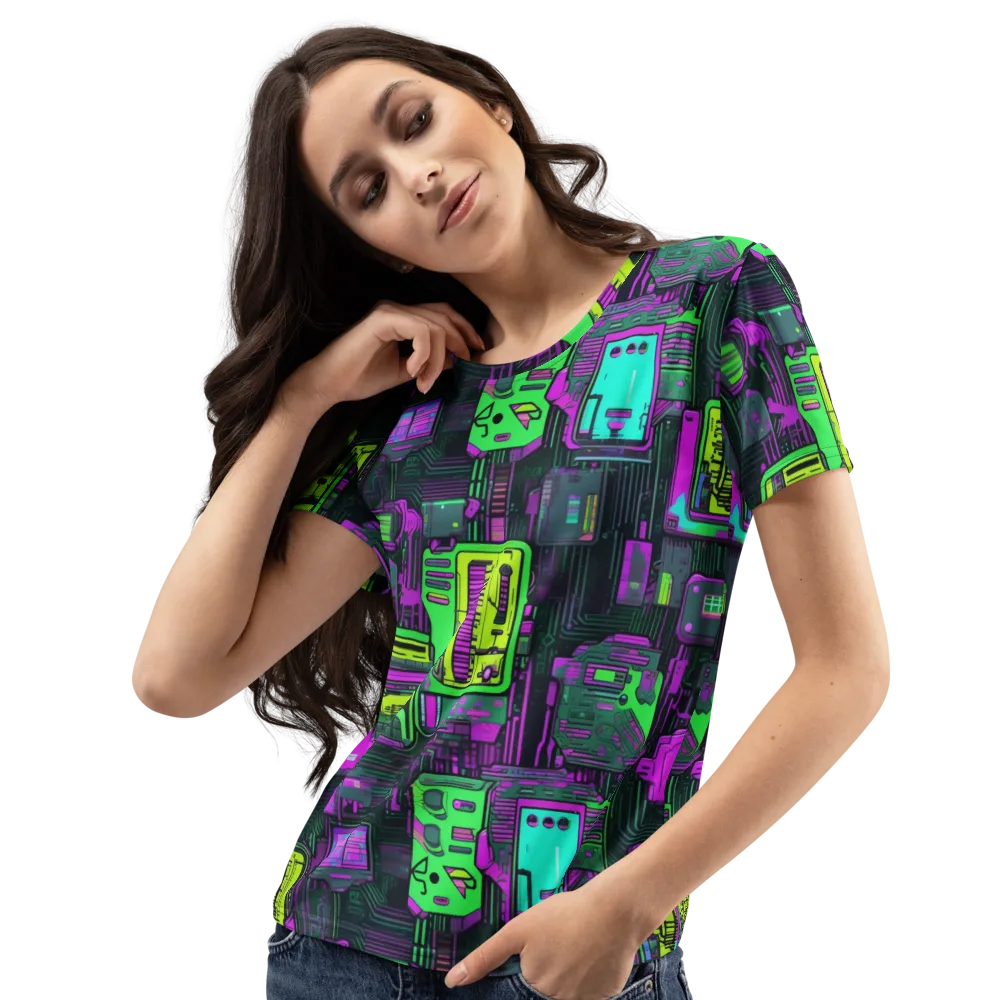 Synthwave Hardware on Women's Crew Neck T-Shirt — Left Front