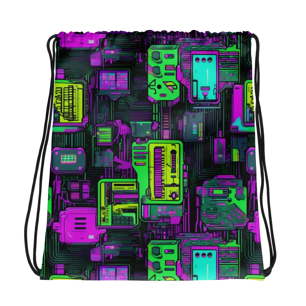 Synthwave Hardware on Drawstring Bag — Photo