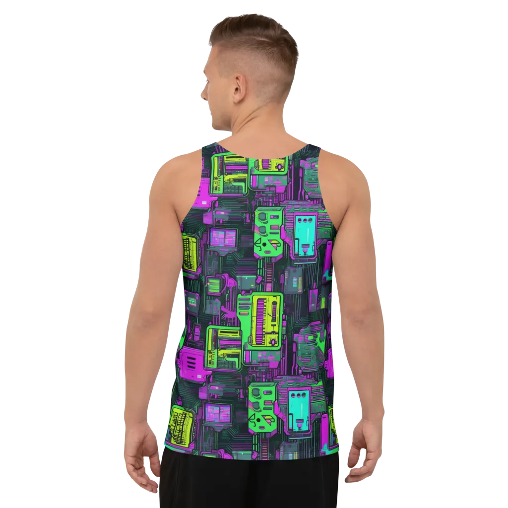 Synthwave Hardware on Men's Tank Top — Back