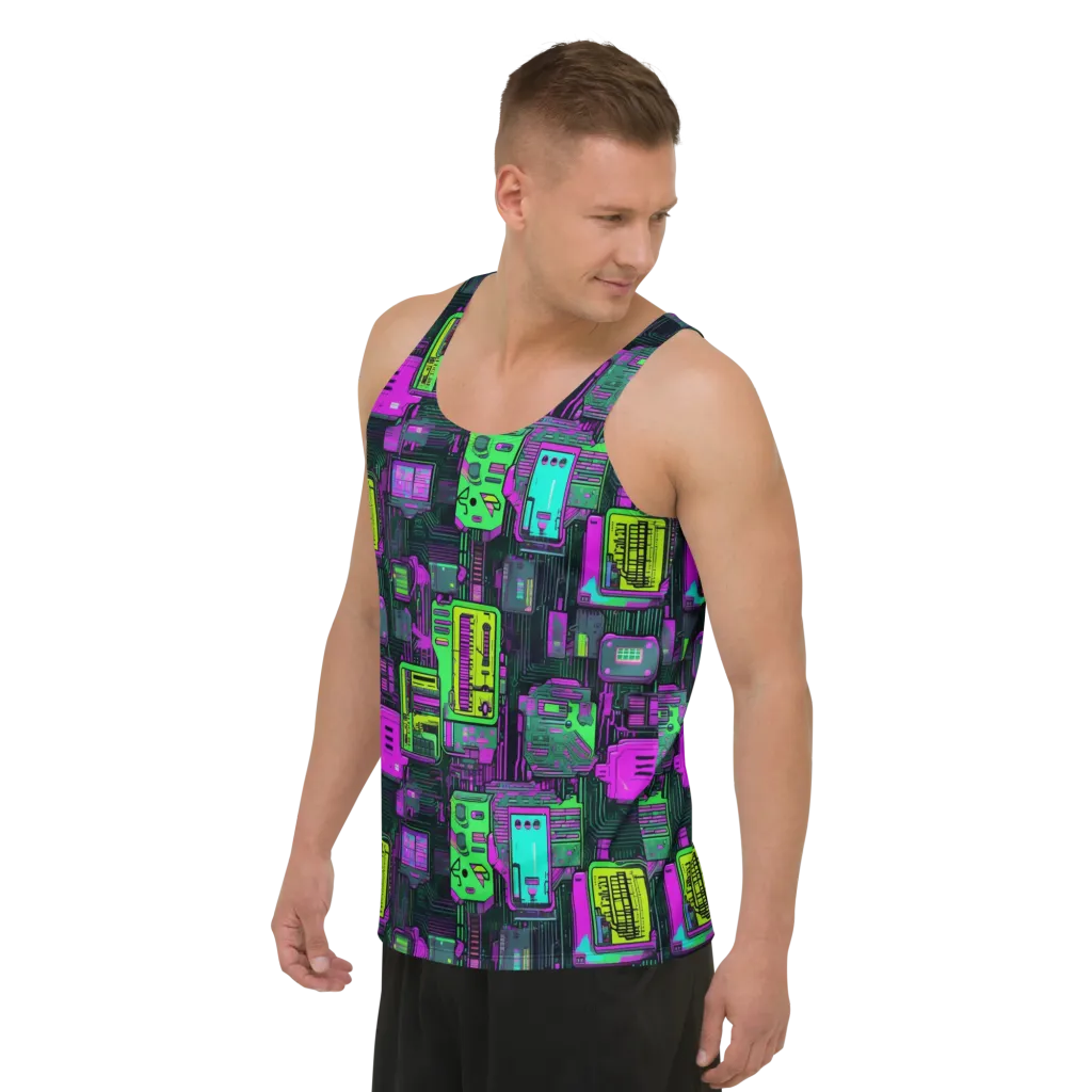 Synthwave Hardware on Men's Tank Top — Left Front