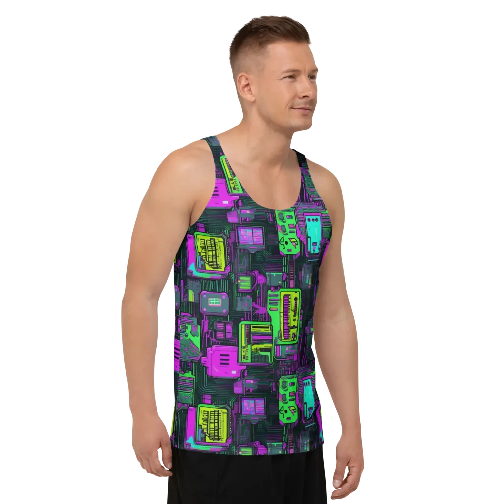 Synthwave Hardware on Men's Tank Top — Right Front