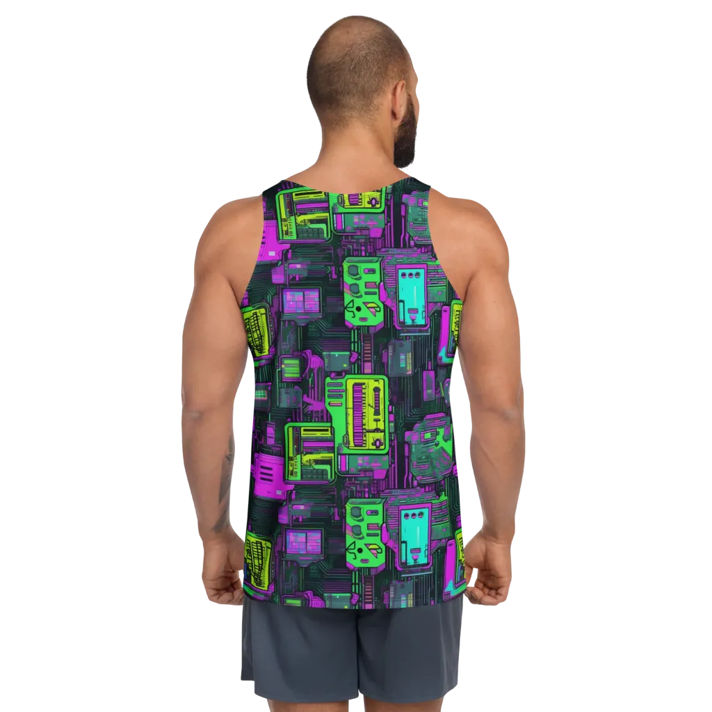 Synthwave Hardware on Men's Tank Top — Back