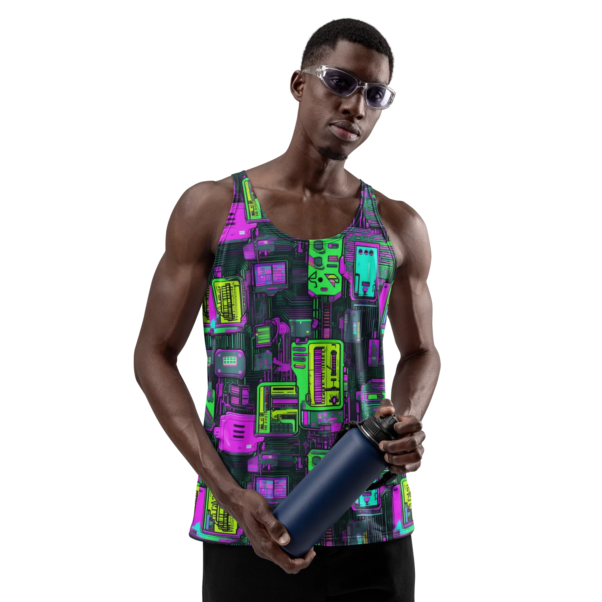 Synthwave Hardware on Men's Tank Top — Front