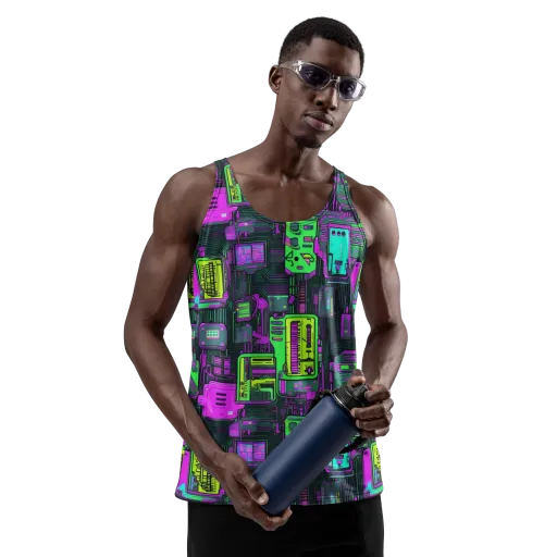 Synthwave Hardware on a Men's Tank Top