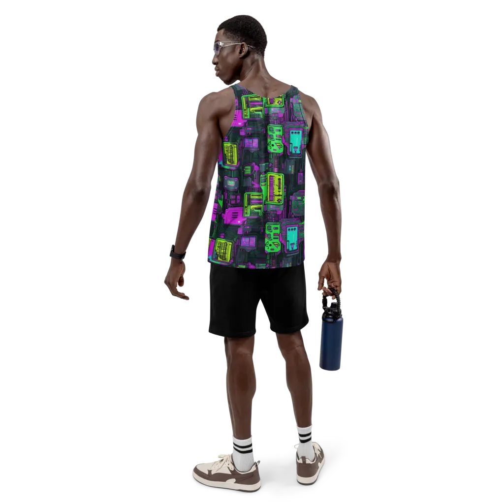 Synthwave Hardware on Men's Tank Top — Back