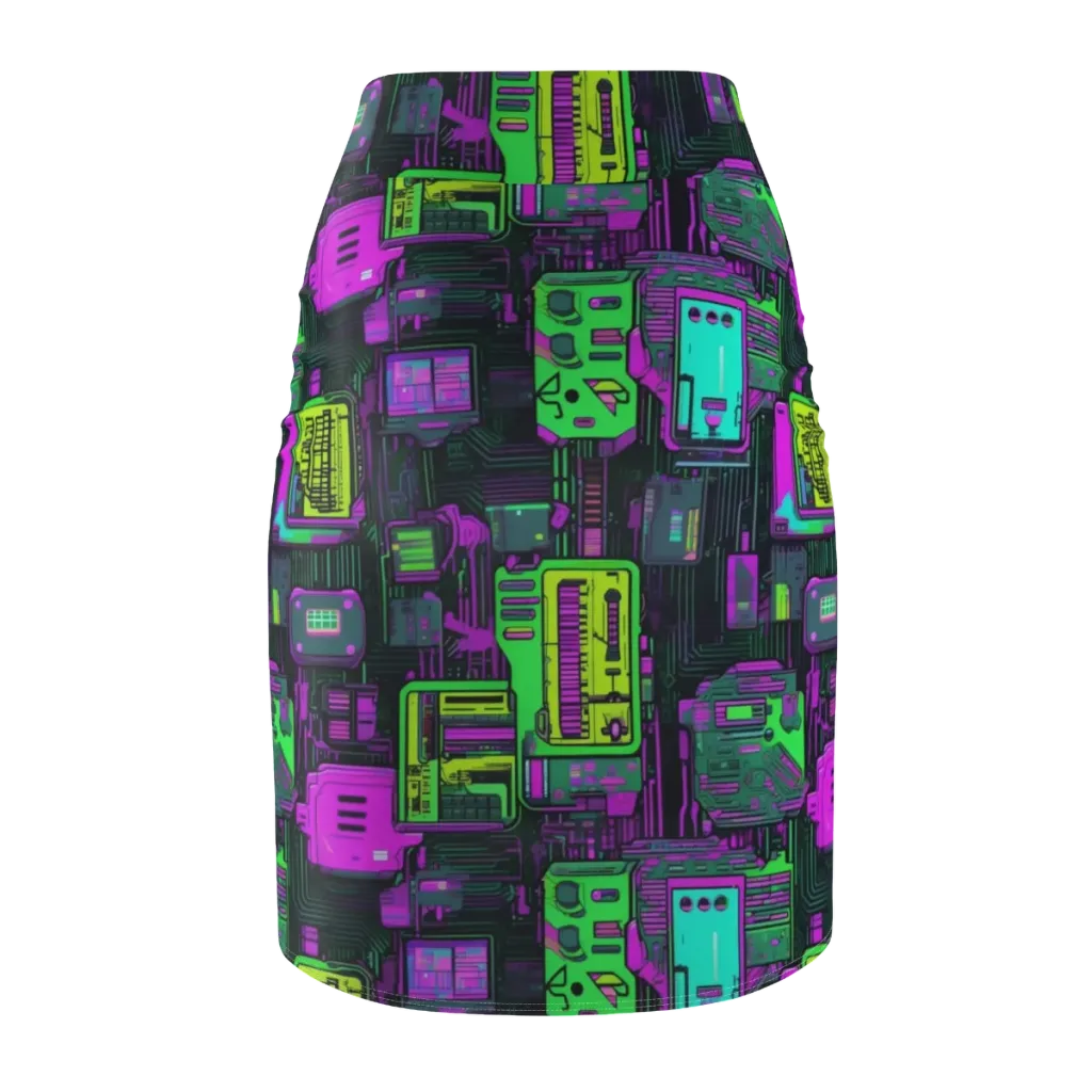Synthwave Hardware on Pencil Skirt — Back