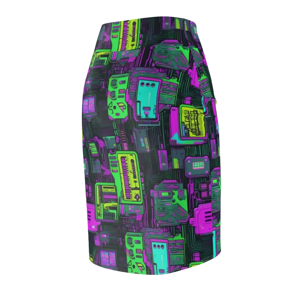 Synthwave Hardware on Pencil Skirt — Back Side