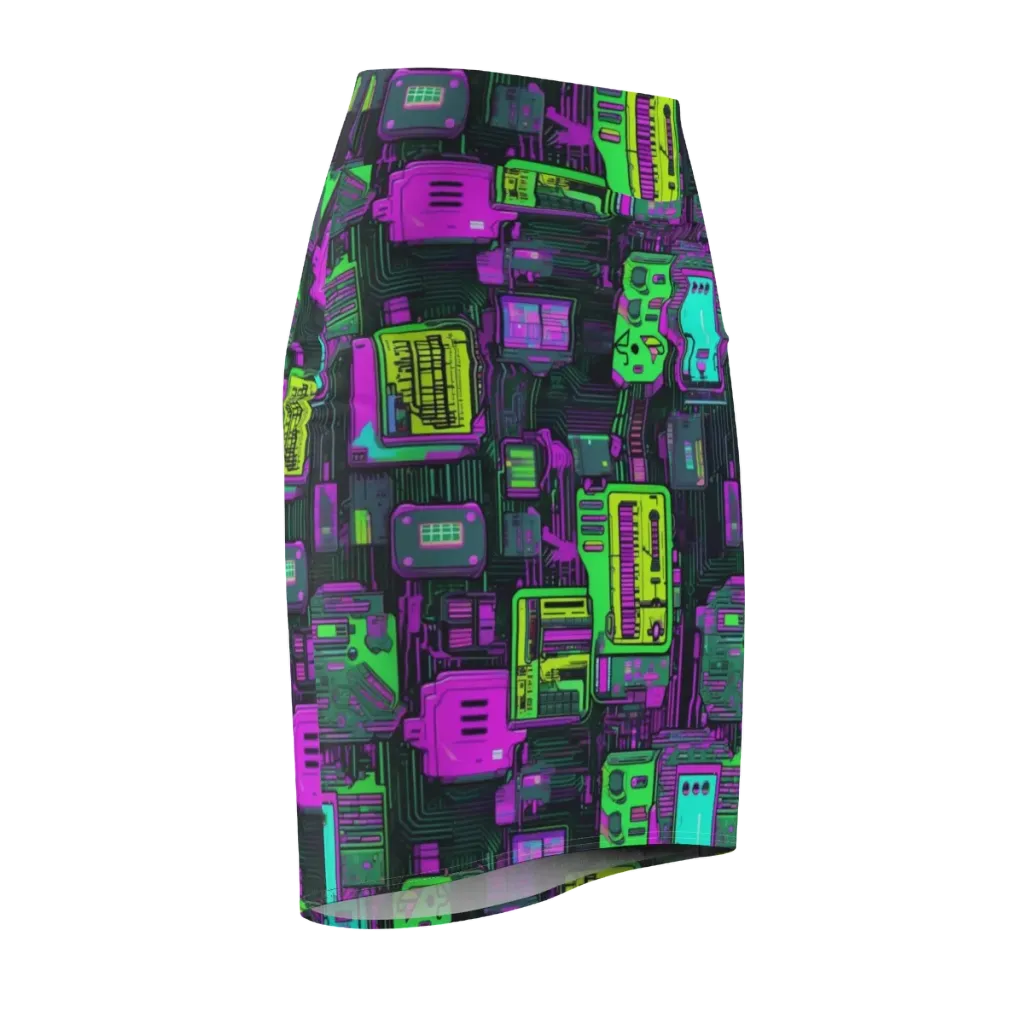 Synthwave Hardware on Pencil Skirt — Front Side