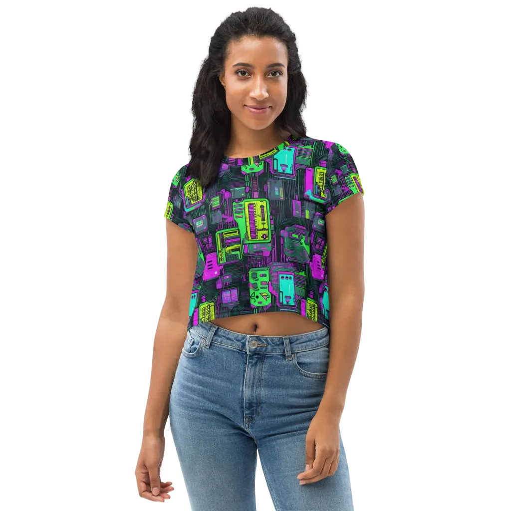 Synthwave Hardware on Crop Tee — Front