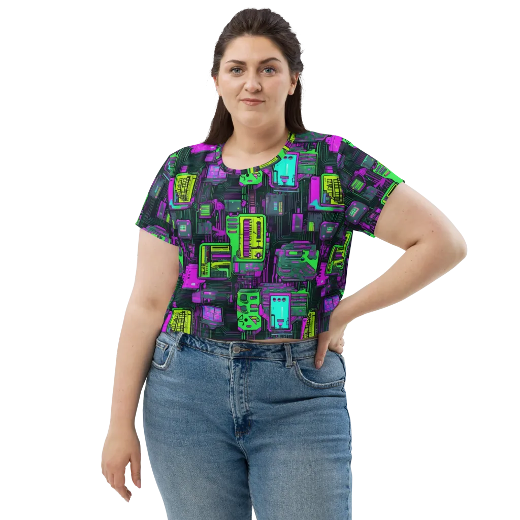 Synthwave Hardware on Crop Tee — Front