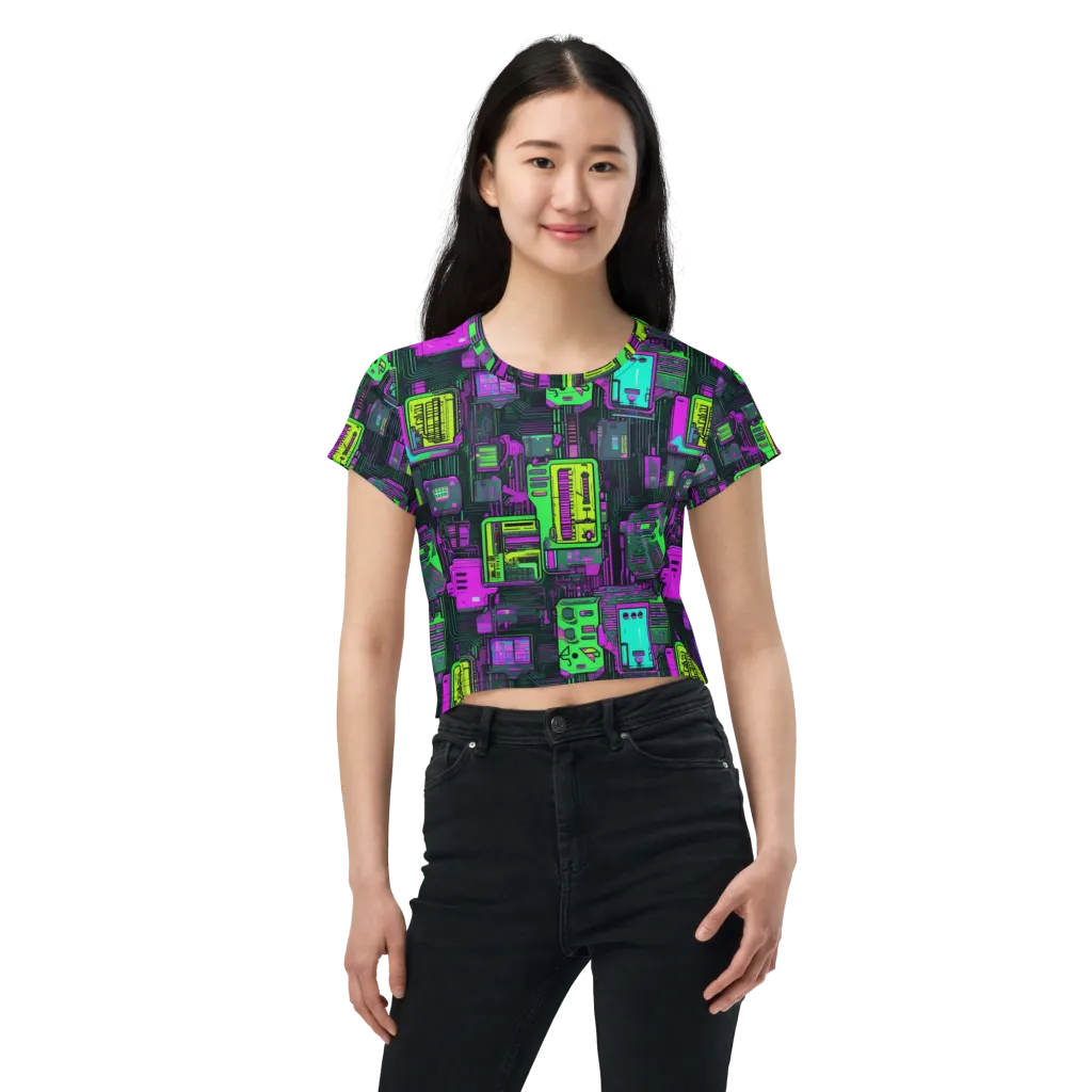 Synthwave Hardware on Crop Tee — Front