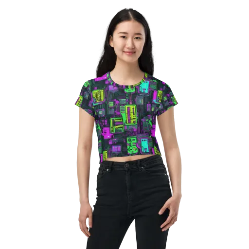 Synthwave Hardware on a Crop Tee