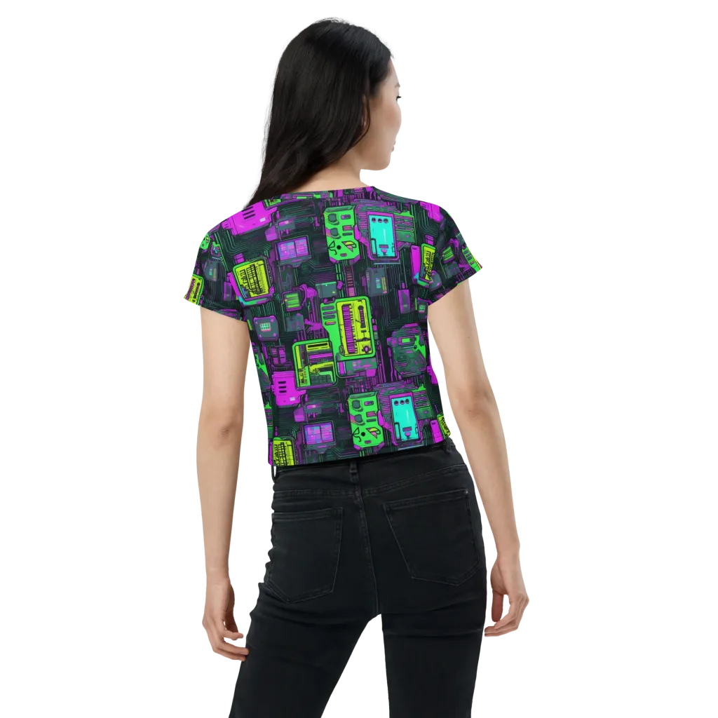 Synthwave Hardware on Crop Tee — Back