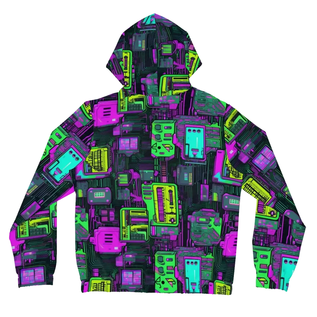 Synthwave Hardware on Women's Full-Zip Hoodie — Back